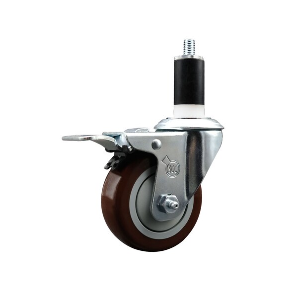 3.5'' Maroon Poly Swivel 1-3/8'' Expanding Stem Caster Total Lock Brake
